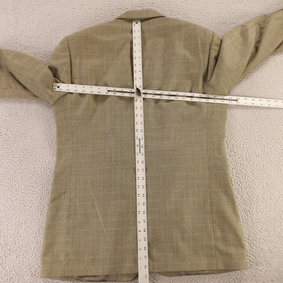 VINTAGE Tweed Jacket M Green Brown‎ Houndstooth Over Check 100% Wool Blazer 42L - Picture 11 of 16